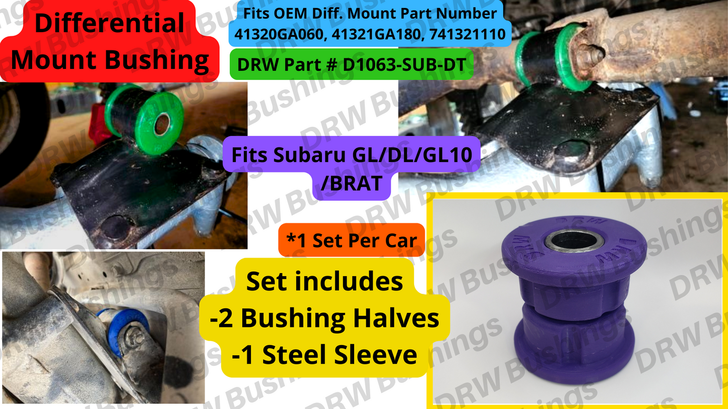 Rear Diff Mount Bushing. Subaru GL/DL/BRAT For Single Bushing Mount 49mm O.D. D1063-SUB-DT