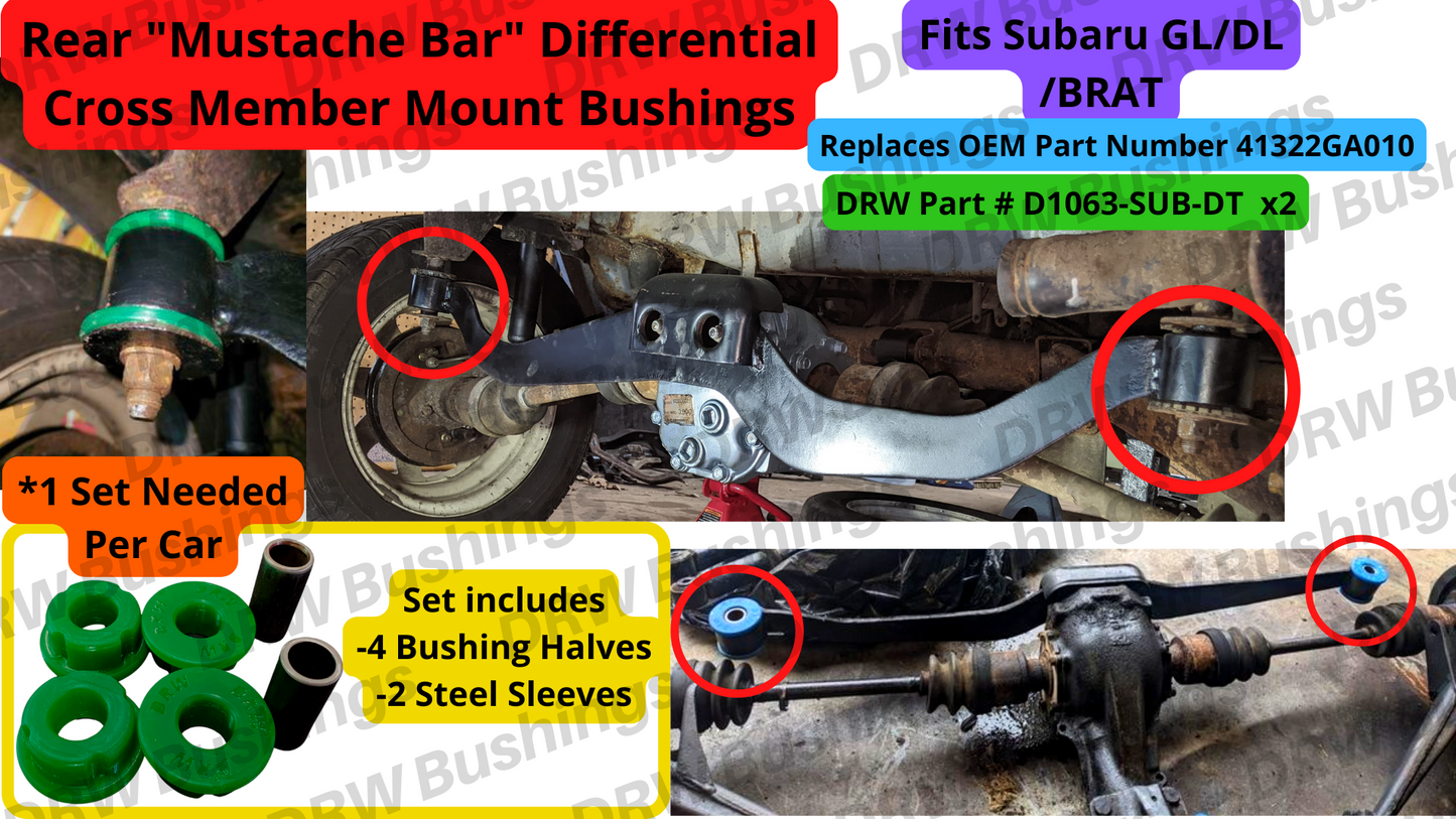 "Mustache Bar" Rear Differential Cross Member Mounts 49mm O.D. D1063-SUB-DT