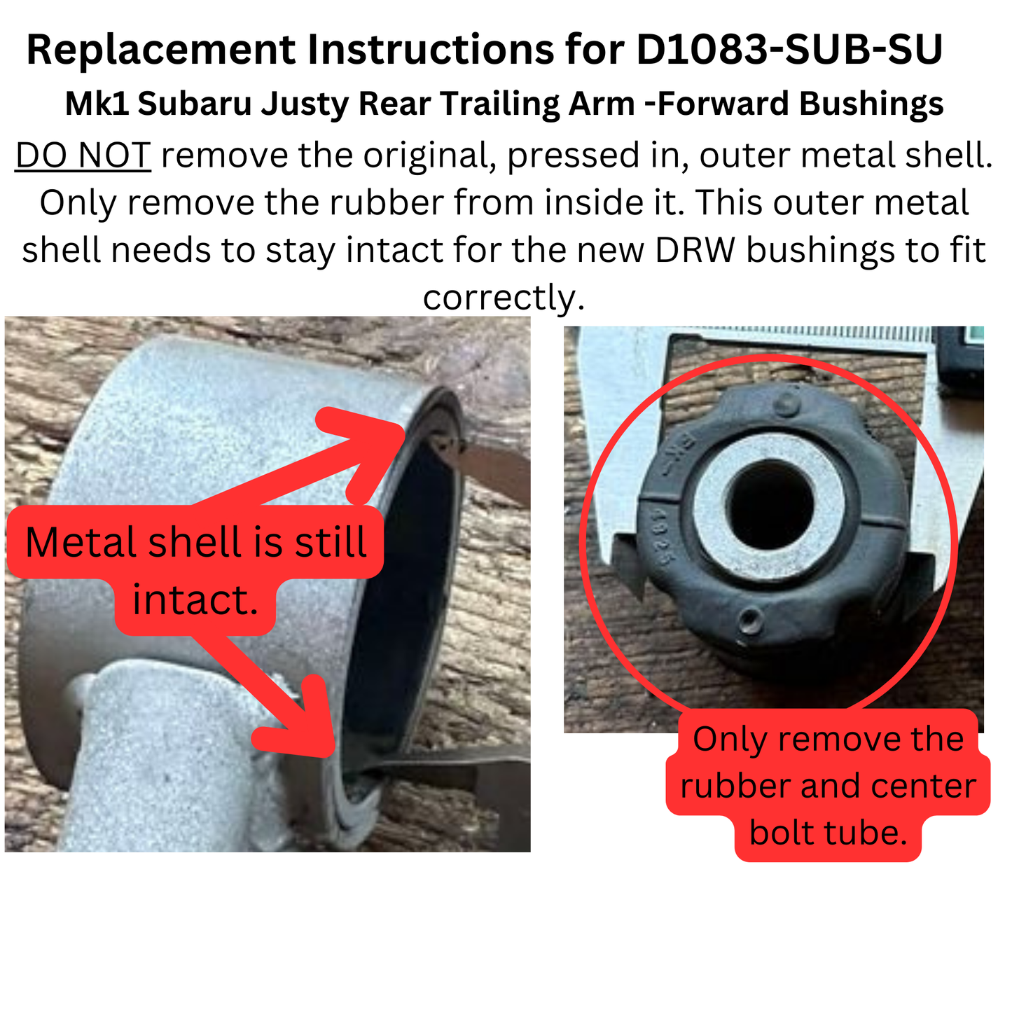 84'-88' Subaru Justy. Rear Trailing Arm -Forward Bushings