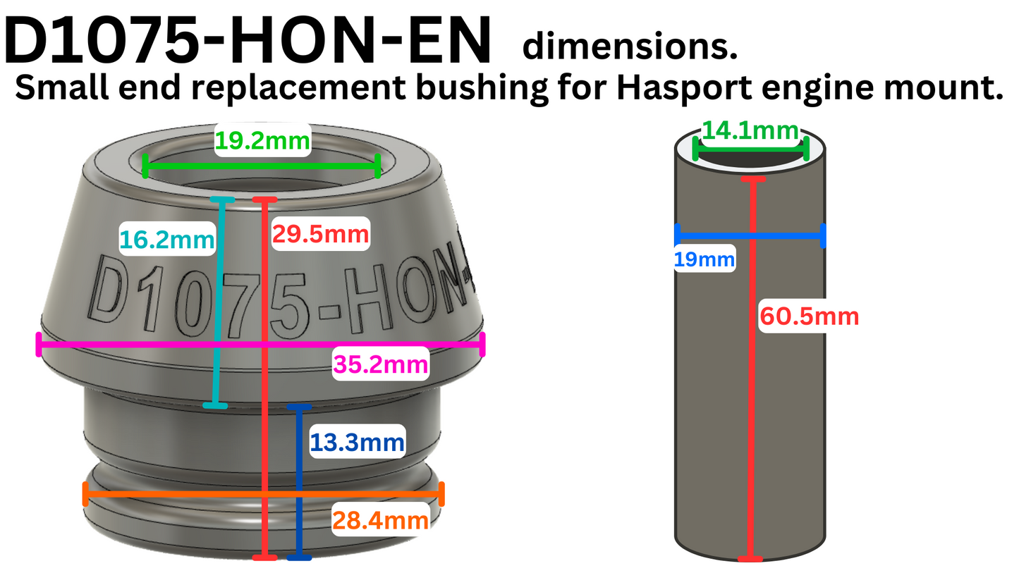 Replacement Bushings for Hasport Engine Mount.