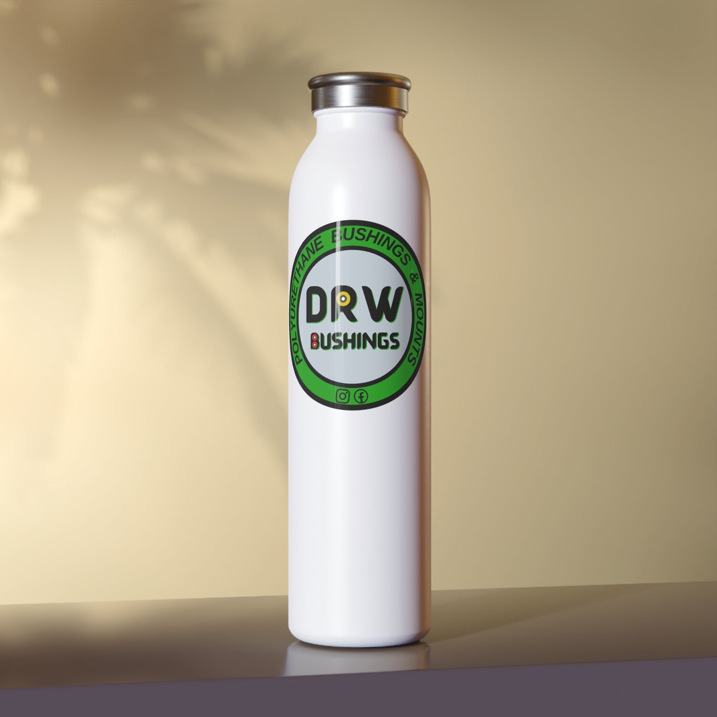 DRW Logo. Slim Water Bottle