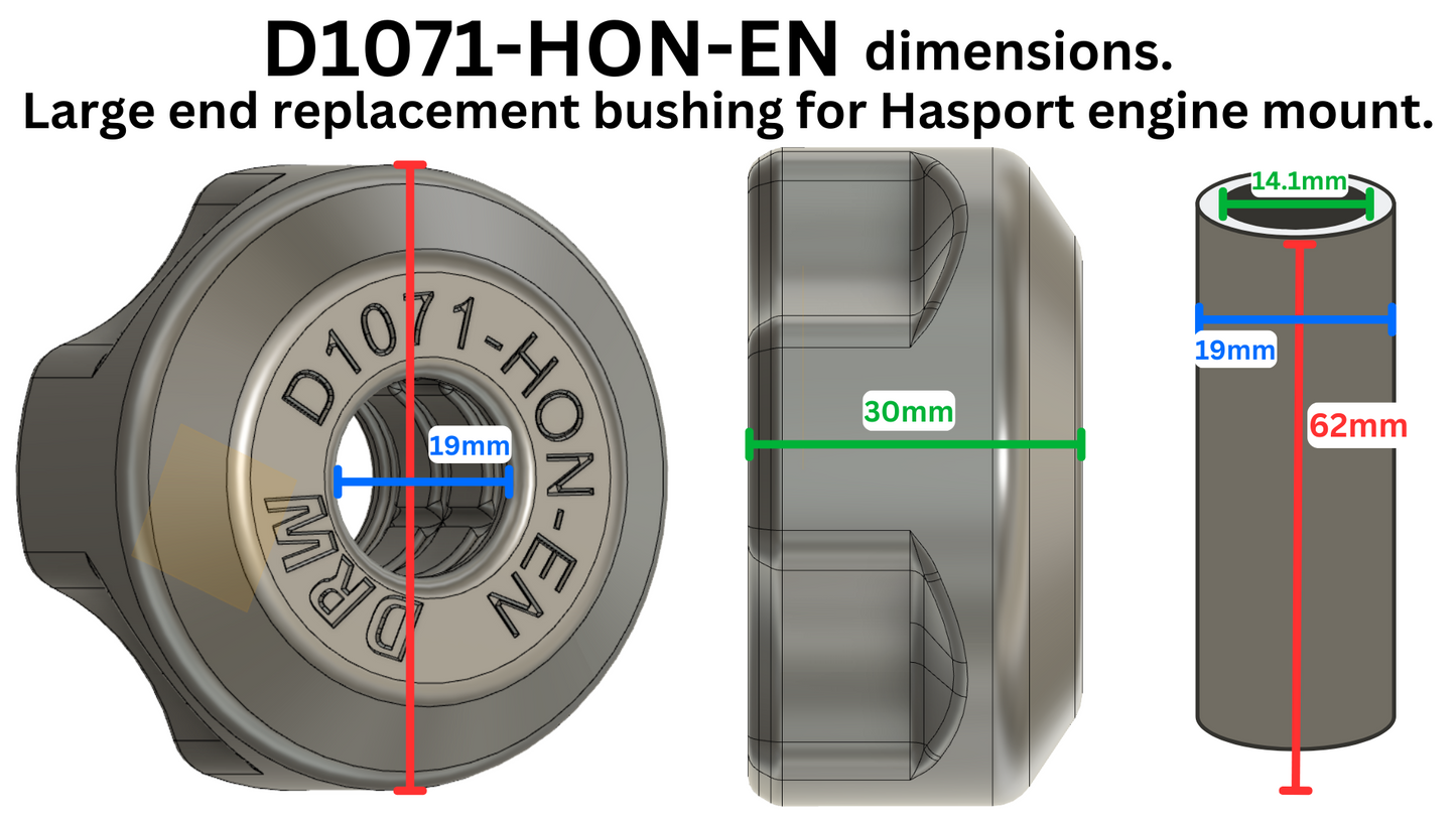 Replacement Bushings for Hasport Engine Mount.