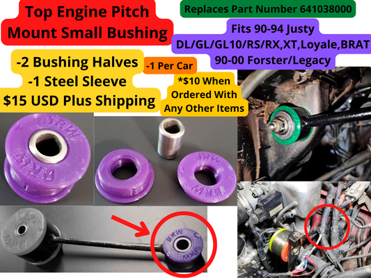 Engine Pitch Mount. Small Bushing. Subaru GL, DL, Leone, BRAT, Loyale, Legacy, Forester