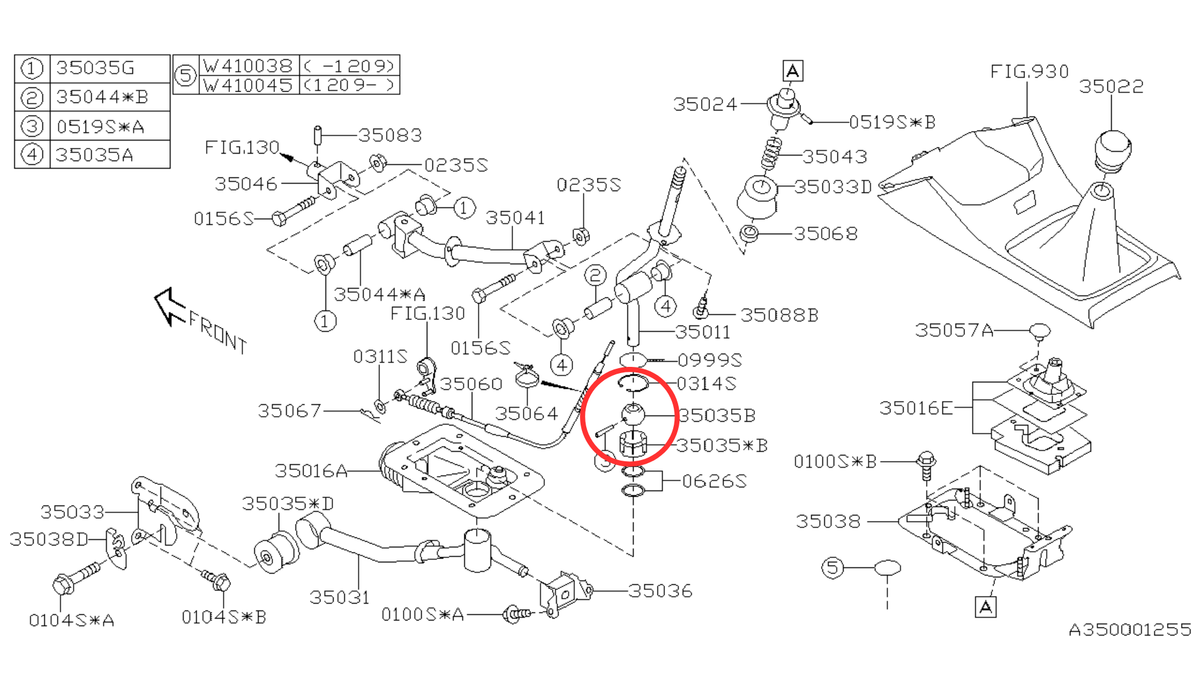 Subaru Manual Shift Lever Pivot Ball & Socket