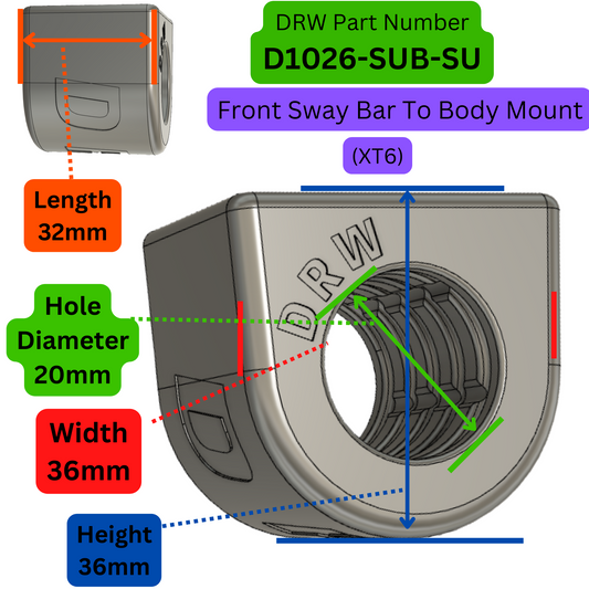 Subaru XT6 Front Sway Bar Inner Mounts. PN-D1026-SUB-SU