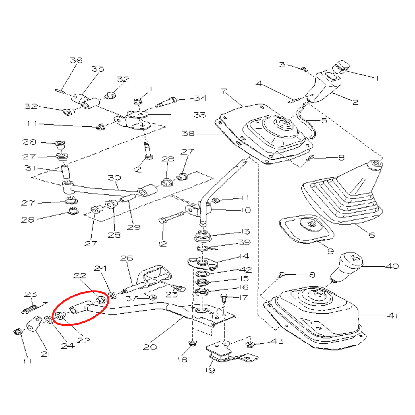 Subaru Shift Linkage Stud Bushing. 5 speed. D1020-SUB-TR