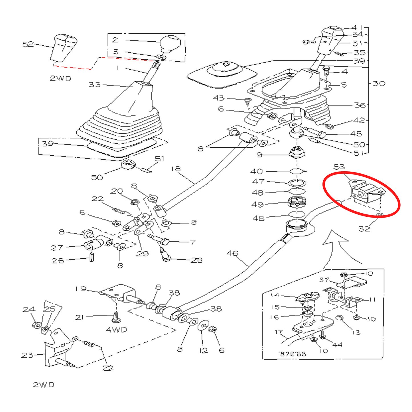 89'-94' Justy Square Shift Linkage Bushing