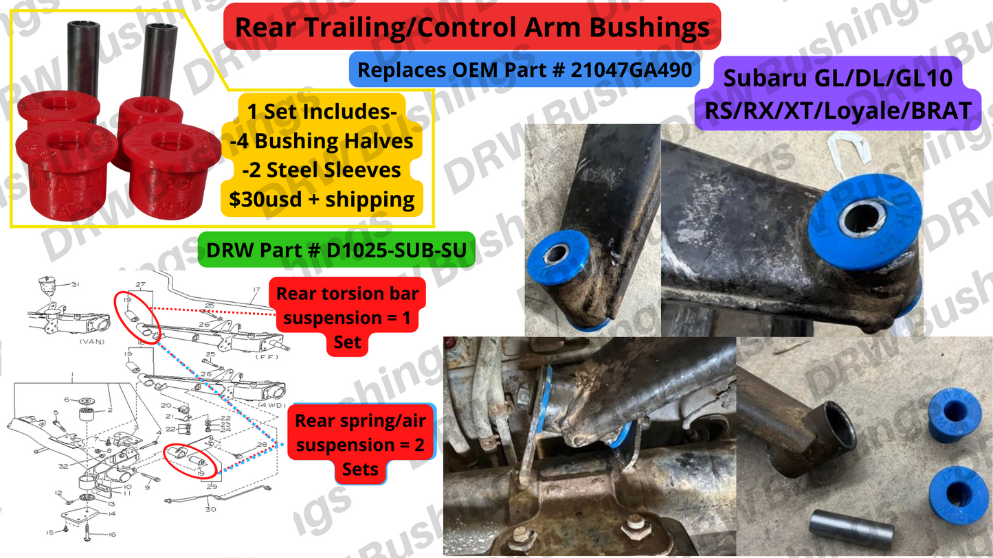 Subaru Front Control Arm/Rear Trailing Arm Bushings. 28mm O.D. D1062-SUB-SU